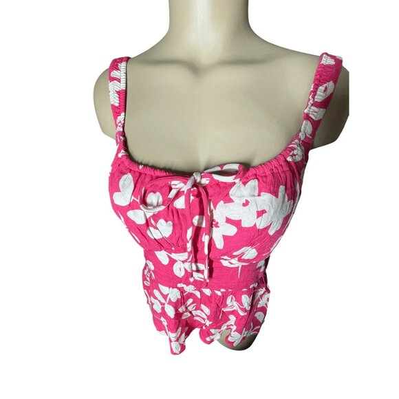 Pink & White Floral Tank Top By Urban Romantics Womens Size L 100% Rayon Lightwe - Picture 7 of 13